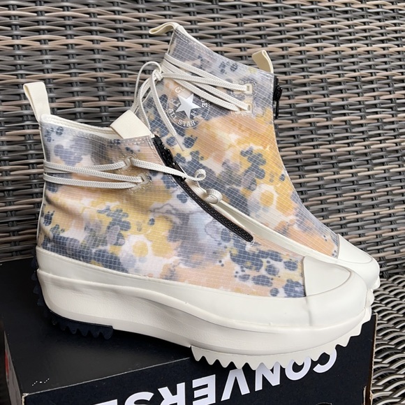 Converse Chuck Taylor All Star Run Star Hi Egret/White/Black Mens Washed Florals - Picture 6 of 16